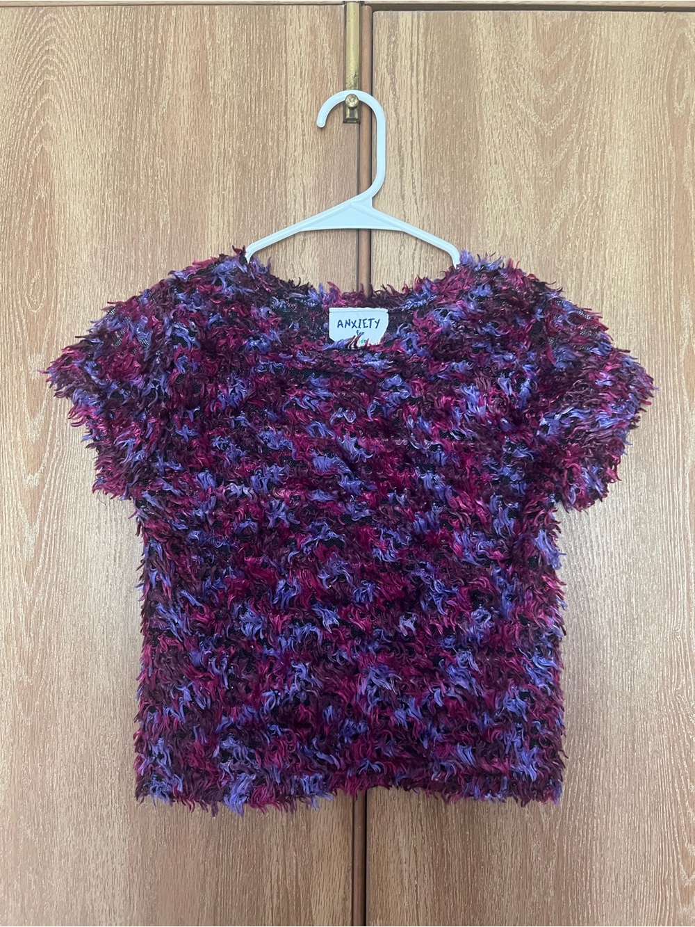 Vintage Y2K Short-Sleeve Fuzzy Knit Top